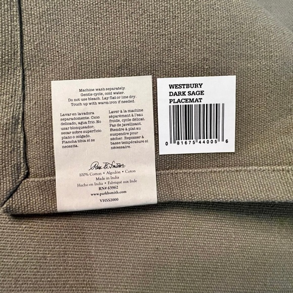 NWT Park B. Smith Vintage House Dark Sage Green Placemats-Set of 9 - Picture 5 of 6